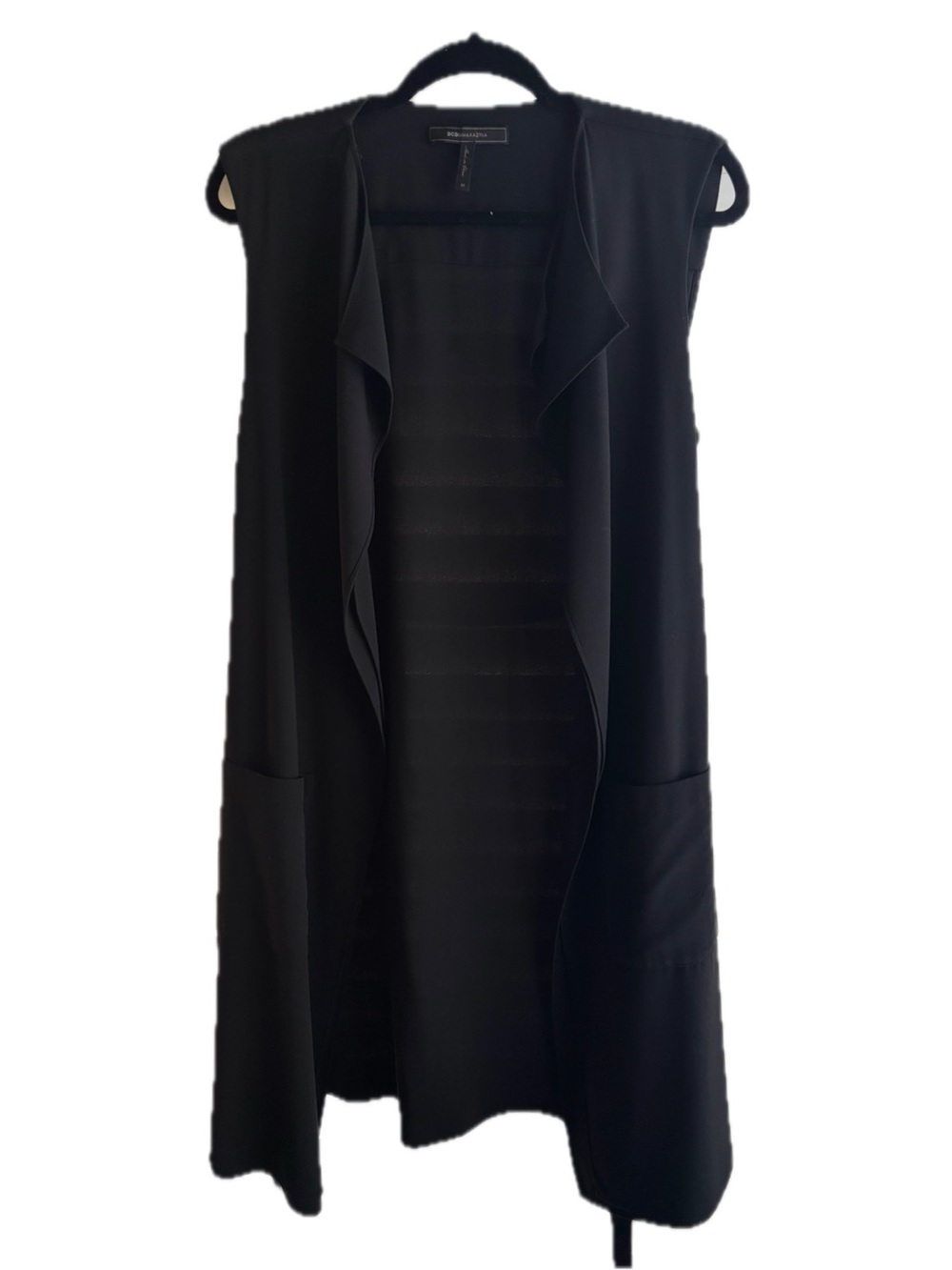 BCBGMaxAzria / Black Draped Open Vest